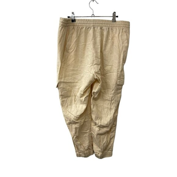 Banana Republic Ivory Lounge Cargo Cropped Jogger Linen Blend Pull On Pant Large - Picture 5 of 5